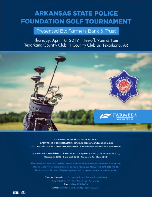 Arkansas State Police Foundation Golf Tournament presented by Farmers Bank & Trust Poster
