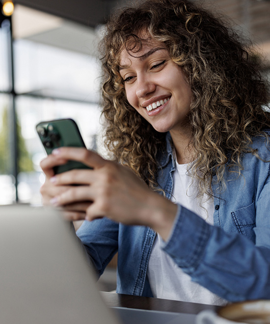 Person banking with their phone.