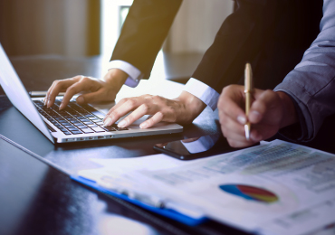 a desk during business meeting